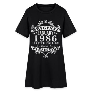 Anniversaire janvier 1986 Cadeau Vintage Limited - Robe T-shirt Femme - noir - Devant