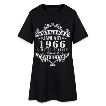 Januar 1966 Vintage-Retro-Geburtstagsgeschenk - Frauen T-Shirt-Kleid - Schwarz - Vorne