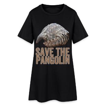 Rettet das Pangolin - Frauen T-Shirt-Kleid - Schwarz - Vorne