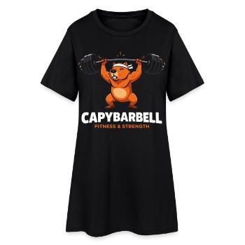 Capybarbell Fitness Training Capybara Gym - Frauen T-Shirt-Kleid - Schwarz - Vorne