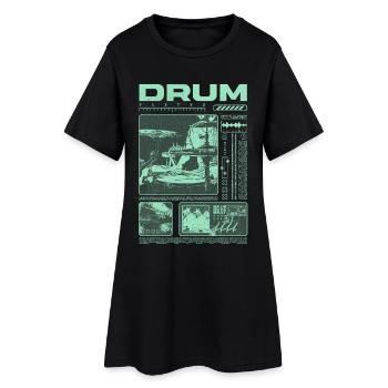 Batteur rock Drumplayer Streetwear - Robe T-shirt Femme - noir - Devant