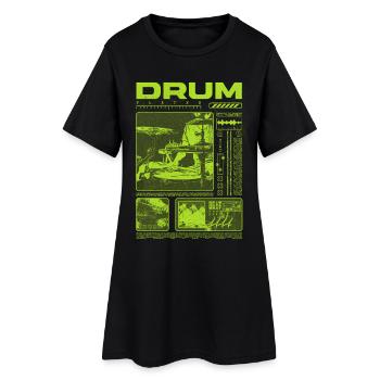 Batteur rock Drumplayer Streetwear - Robe T-shirt Femme - noir - Devant