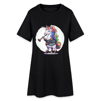Licorne colorée avec trompette - Robe T-shirt Femme - noir - Devant