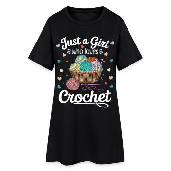 Passionné de crochet coloré et amoureux de la laine - Robe T-shirt Femme - noir - Devant