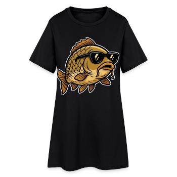 Carpe avec lunettes de soleil - Robe T-shirt Femme - noir - Devant