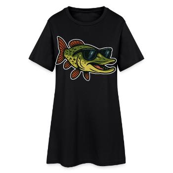 Pike with sunglasses - Women’s T-Shirt Dress - black - Front