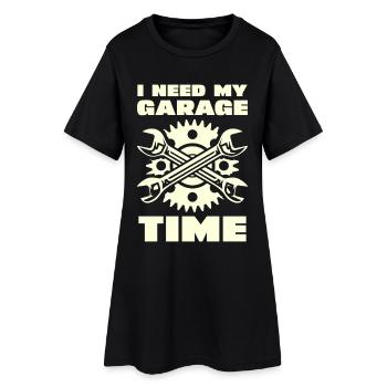 Temps de garage : engrenages et clés à molette - Robe T-shirt Femme - noir - Devant