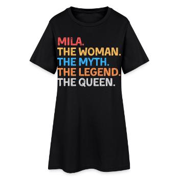 Mila la Femme, le mythe, la légende, la reine. - Robe T-shirt Femme - noir - Devant