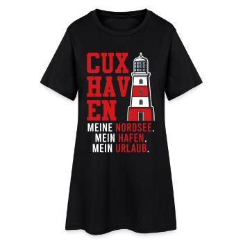 CUXHAVEN MEINE NORDSEE MEIN HAFEN MEIN URLAUB - Frauen T-Shirt-Kleid - Schwarz - Vorne
