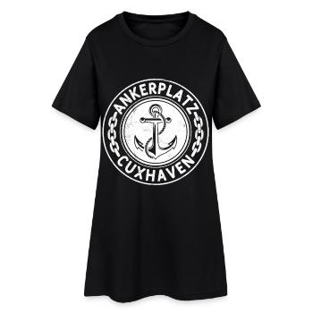 Nordsee Urlaub CUXHAVEN ANKERPLATZ Lustiges - Frauen T-Shirt-Kleid - Schwarz - Vorne