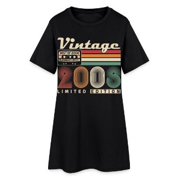 Original 2008 Jahrgang Vintage Geburtstag Retro - Frauen T-Shirt-Kleid - Schwarz - Vorne