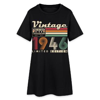 Original 1946 Jahrgang Vintage Geburtstag Retro - Frauen T-Shirt-Kleid - Schwarz - Vorne