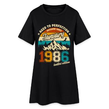 Limited Edition January 1986 Geburtstag Geschenk - Frauen T-Shirt-Kleid - Schwarz - Vorne