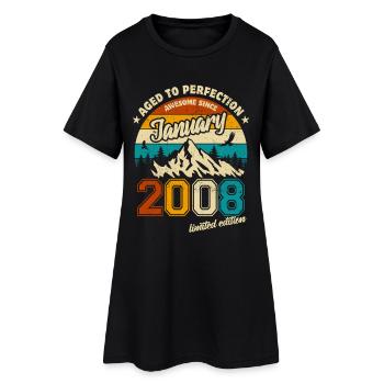 Limited Edition January 2008 Geburtstag Geschenk - Frauen T-Shirt-Kleid - Schwarz - Vorne