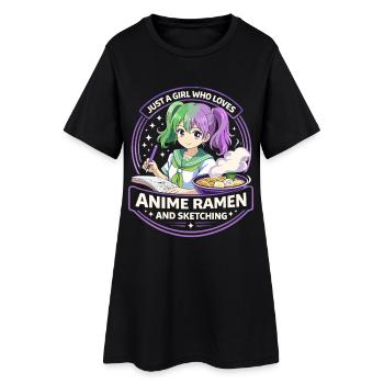 Just a Girl: Anime Ramen Sketching - Frauen T-Shirt-Kleid - Schwarz - Vorne