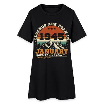 Janvier 1945 Vintage Rétro Cadeau D'anniversaire - Robe T-shirt Femme - noir - Devant