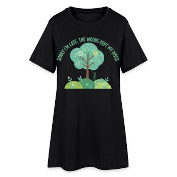 Désolé pour le retard Les bois ont gardé mes disques Disc golf - Robe T-shirt Femme - noir - Devant