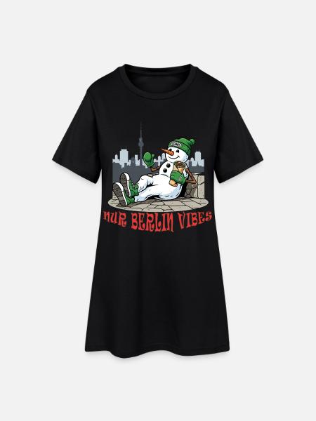 Nur Berlin Vibes - Fernsehturm Schneemann Design - Frauen T-Shirt-Kleid - Schwarz