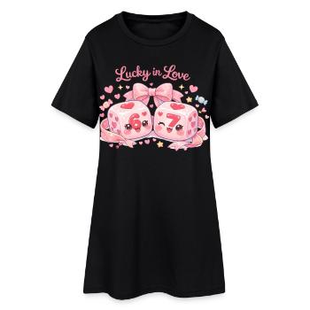 Le mème de la Saint-Valentin 67 Six Seven Drôle - Robe T-shirt Femme - noir - Devant