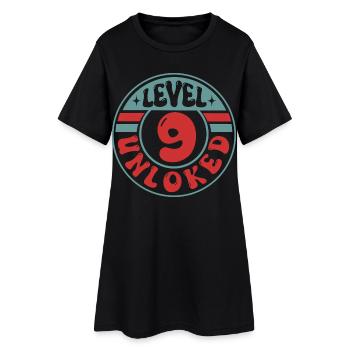 Niveau 9 débloqué – Conception d’anniversaire de joueur - Robe T-shirt Femme - noir - Devant