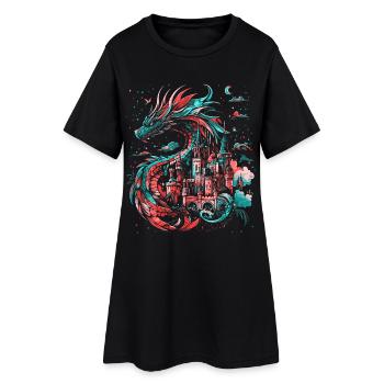 Château du Dragon Fantasy Mythologie Magique Créature - Robe T-shirt Femme - noir - Devant