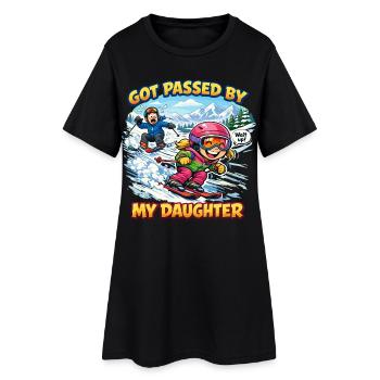Voyage de ski en famille amusant passé à côté - Robe T-shirt Femme - noir - Devant