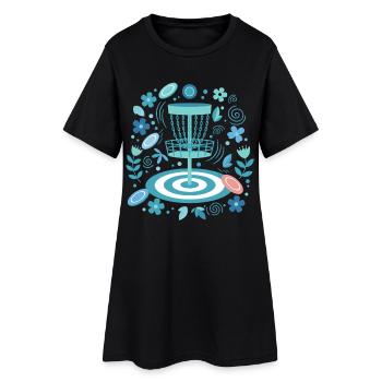 Panier de disc golf, décor floral de disc golf volant Divertissement - Robe T-shirt Femme - noir - Devant