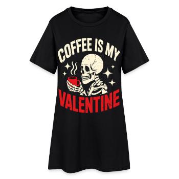 Drôle de Saint-Valentin Squelette Amoureux du café Humour gothique - Robe T-shirt Femme - noir - Devant
