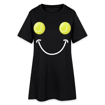Visage Heureux du Tennis - Robe T-shirt Femme - noir - Devant