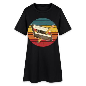 Cassette Vintage Rétro Années 90 80 70 60 Musique - Robe T-shirt Femme - noir - Devant