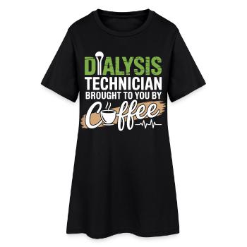 Dialysis Technician Coffee Motif - Women’s T-Shirt Dress - black - Front