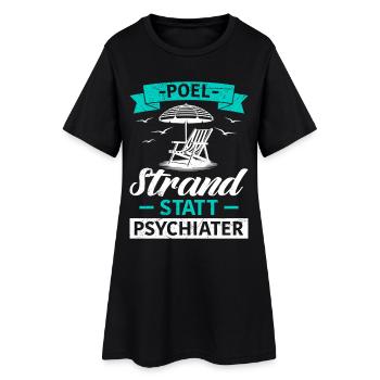 Island POEL BEACH AU LIEU DE PSYCHIATRE Drôle - Robe T-shirt Femme - noir - Devant