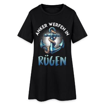 Ostsee Urlaub ANKER WERFEN IN RÜGEN Lustig - Frauen T-Shirt-Kleid - Schwarz - Vorne
