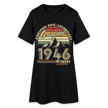 Cadeau d’anniversaire original rétro vintage de 1946 - Robe T-shirt Femme - noir - Devant