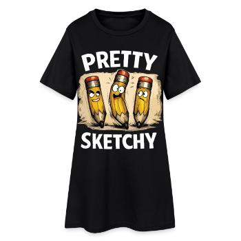 Ziemlich Skizzenhaft Pretty Sketchy Bleistifte - Frauen T-Shirt-Kleid - Schwarz - Vorne