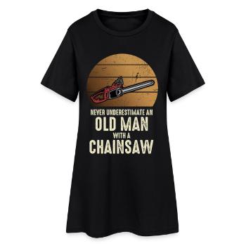 Vieux avec une tronçonneuse - Robe T-shirt Femme - noir - Devant