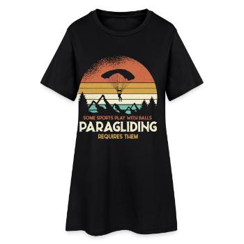 Sonnenuntergang Paragliding Motiv - Frauen T-Shirt-Kleid - Schwarz - Vorne