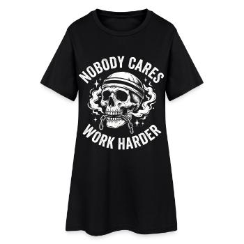 Crâne avec casque : Travaille plus dur - Robe T-shirt Femme - noir - Devant
