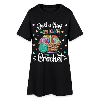 Passionné de crochet coloré et amoureuse de la laine - Robe T-shirt Femme - noir - Devant