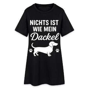 Teckel disant l’amour - Robe T-shirt Femme - noir - Devant