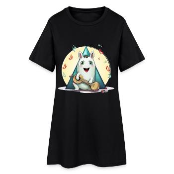 Un lapin de musique au camping - Robe T-shirt Femme - noir - Devant