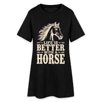 La vie est meilleure avec une déclaration de Horse Reiter - Robe T-shirt Femme - noir - Devant