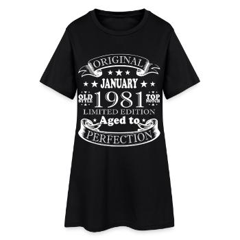 45th Birthday Vintage January Vintage 1981 - Women’s T-Shirt Dress - black - Front