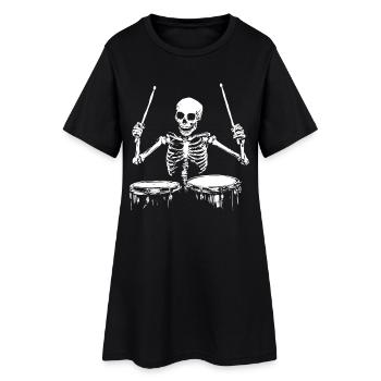 Batteur Squelette Batterie Batterie Batterie - Robe T-shirt Femme - noir - Devant