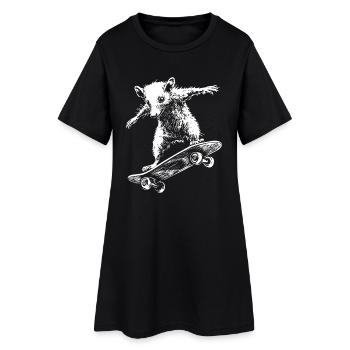 Skateur skate drôle de skateboard - Robe T-shirt Femme - noir - Devant