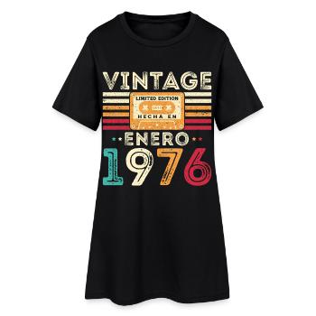 Januar 1976 Retro Vintage-Geburtstagsgeschenk - Frauen T-Shirt-Kleid - Schwarz - Vorne