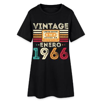 Januar 1966 Retro-Vintage-Geburtstagsgeschenk - Frauen T-Shirt-Kleid - Schwarz - Vorne