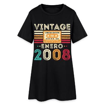 Cadeau d’anniversaire rétro vintage de janvier 2008 - Robe T-shirt Femme - noir - Devant