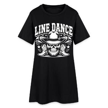 Line Dance Totenkopf Cowboy - Frauen T-Shirt-Kleid - Schwarz - Vorne