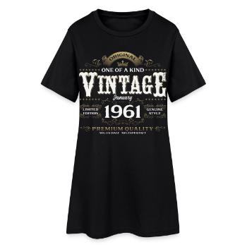 65e anniversaire Millésime janvier 1961 - Robe T-shirt Femme - noir - Devant
